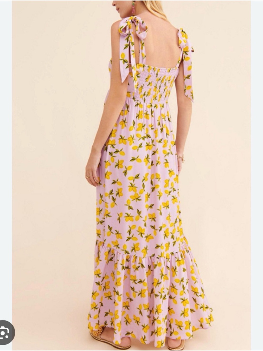 Yumi Kim Tie-Shoulder Lemon Print Maxi Dress - purple